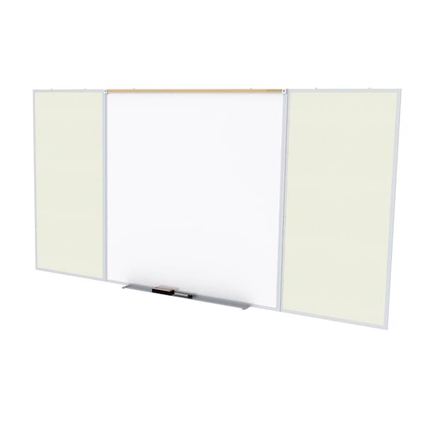 Combo Whiteboard/Bulletin, Mag Por/Vnyl, Styl D, 4 ft H x 10 ft W, Ivory
